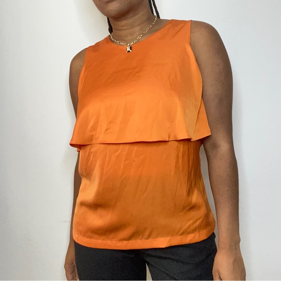 Mango Tops - LAST CHANCE BEFORE DELETION MANGO - Orange Flowy Tank - size L